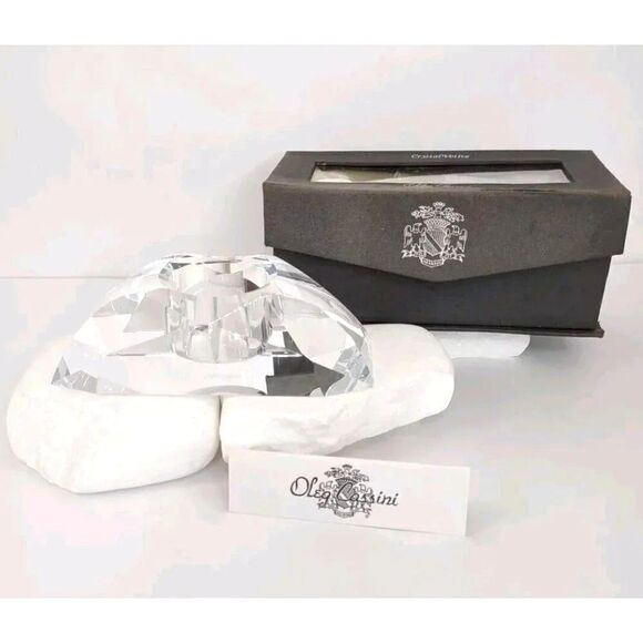 Oleg Cassini Crystal Tea Light Votive Signed Faceted Curve Candle Holder - Picture 1 of 16